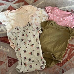 Cloud Island Pink Baby Onesie with White Polka Dots